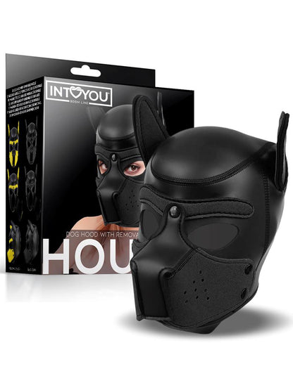 InToYou - Neoprene Dog Hood with Removable Muzzle Black
