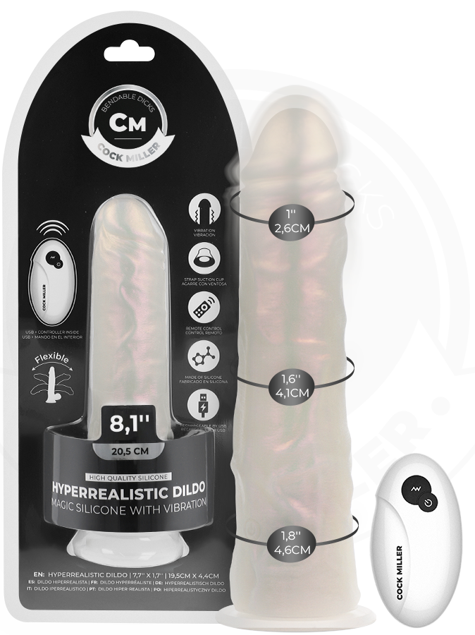 Cock Miller – Hyperrealistischer Silikon-Dildo – Vibration – Fernbedienung – 20,5 cm