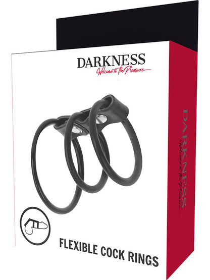 Darkness - Set of 3 flexible cock and testicle rings.