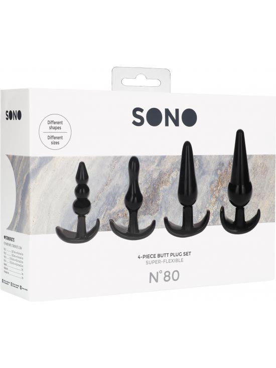 Sono - Butt Plug Kit Black Silicone - No. 80