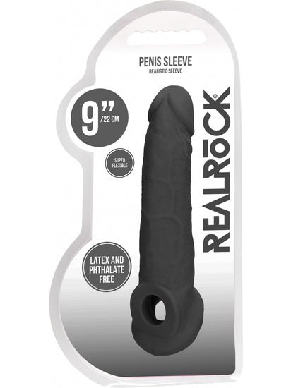 RealRock - Funda realistica para pene Negro 9" / 23 cm