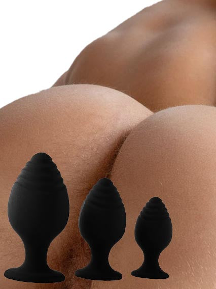 DreamToys - Fantastic grooved training set of 3 anal plugs with suction cup