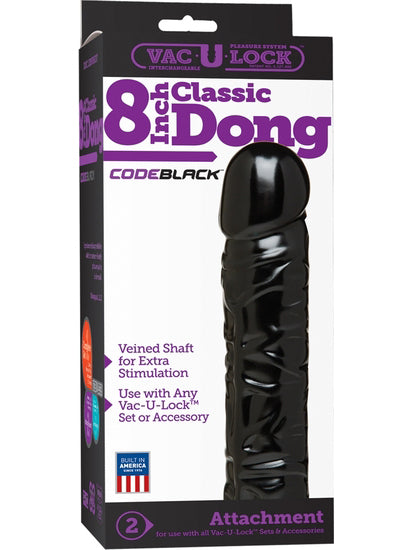Doc Johnson - Vac-U-Lock Classic Dong Black - 8 inch / 20 cm