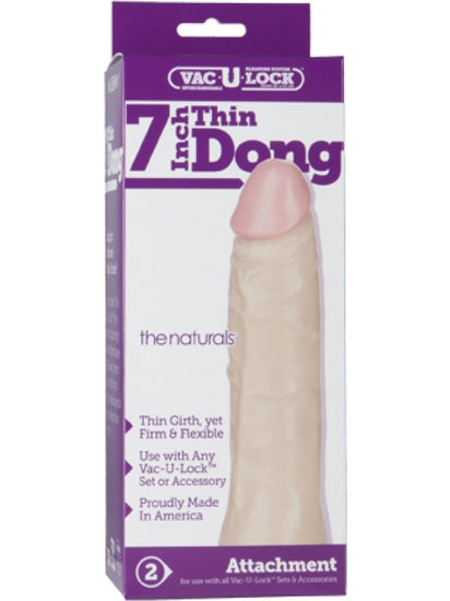 Doc Johnson - Vac-U-Lock Thin Dong The Naturals Flesh - 7 inch / 19 cm
