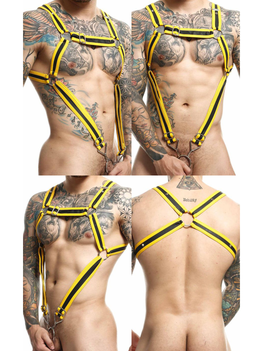 Dngeon - Cross cockring harness yellow