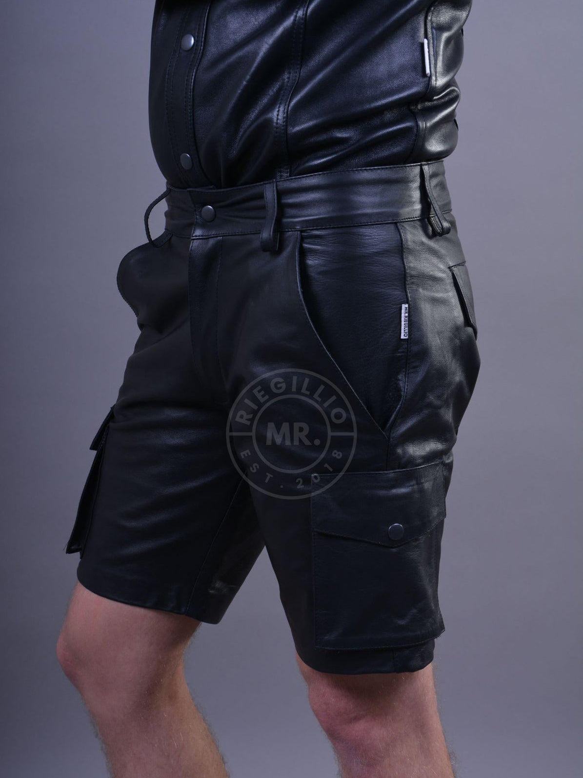 Mr. Riegillio - Black Leather Cargo Short