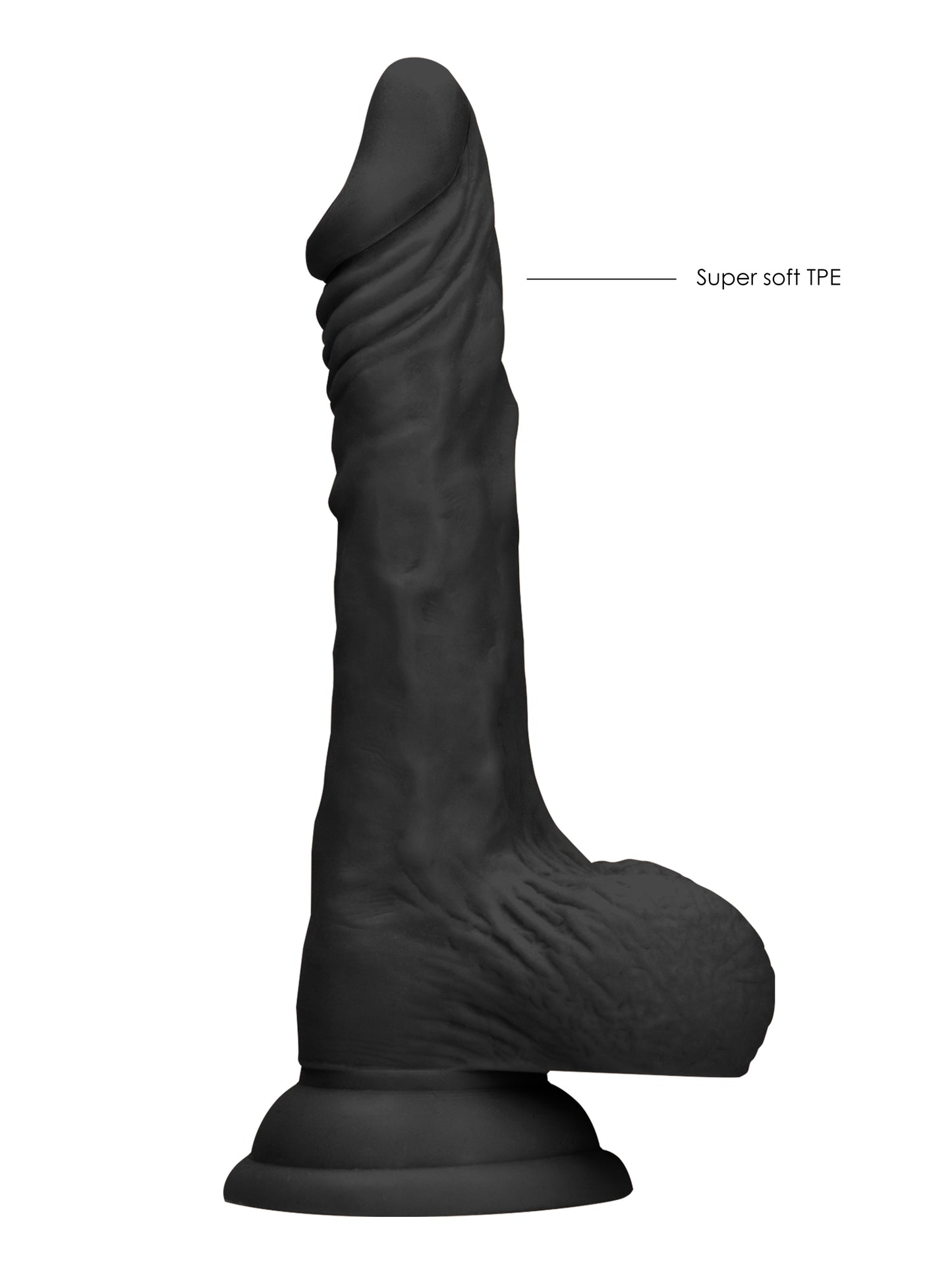 RealRock - Realistic Dong with Balls and Suction Cup Black 8" / 20 cm