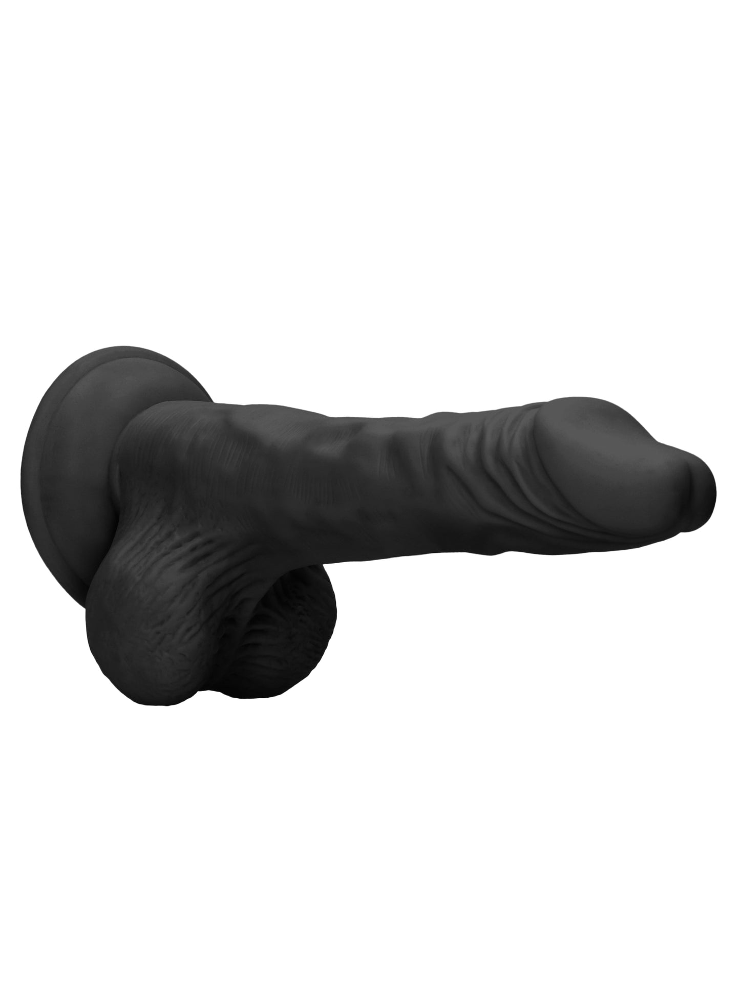 RealRock - Realistic Dong with Balls and Suction Cup Black 8" / 20 cm