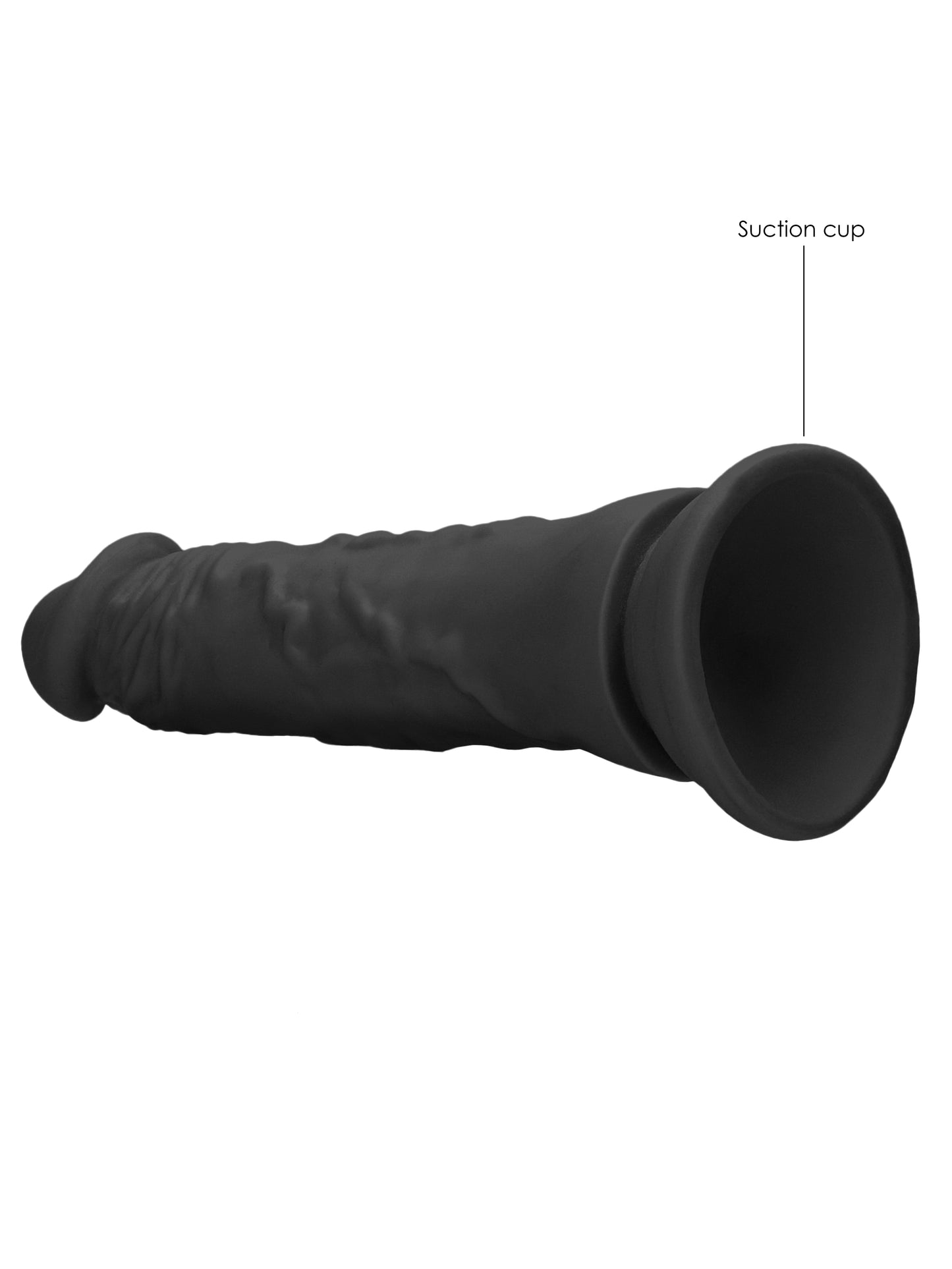 RealRock - Realistic Dong without Balls with Suction Cup Black 8" / 20 cm