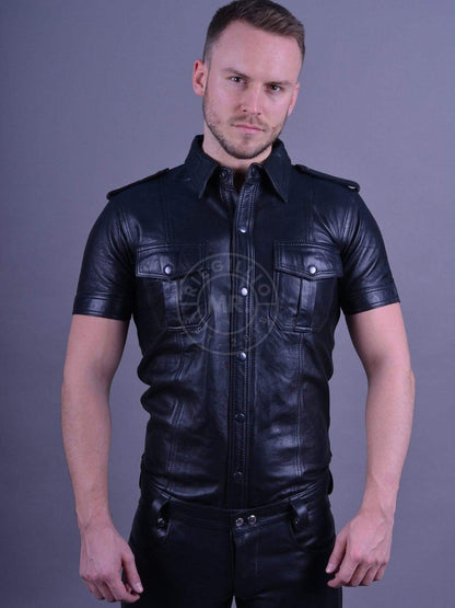 Mr.Riegillio - Black Leather fitted shirt