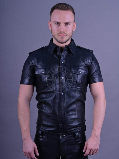 Mr.Riegillio - Black Leather fitted shirt