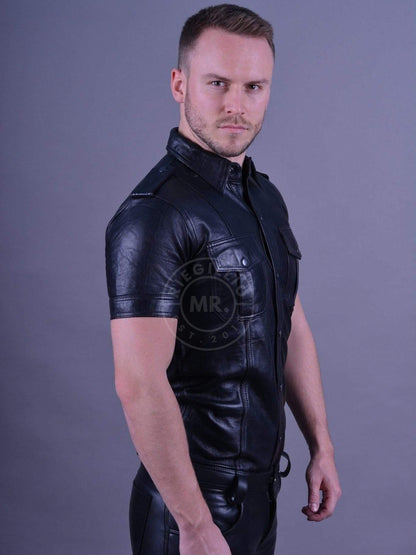 Mr.Riegillio - Black Leather fitted shirt