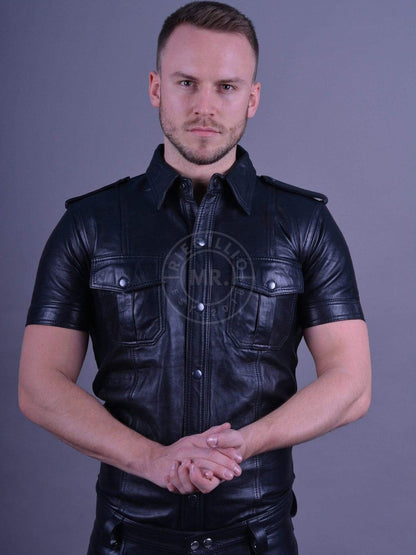 Mr.Riegillio - Black Leather fitted shirt