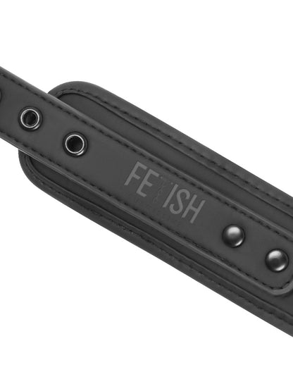 Fetish Submissive PU Leather Collar and Hand Cuffs Set
