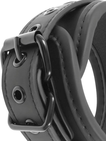 Fetish Submissive PU Leather Collar and Hand Cuffs Set
