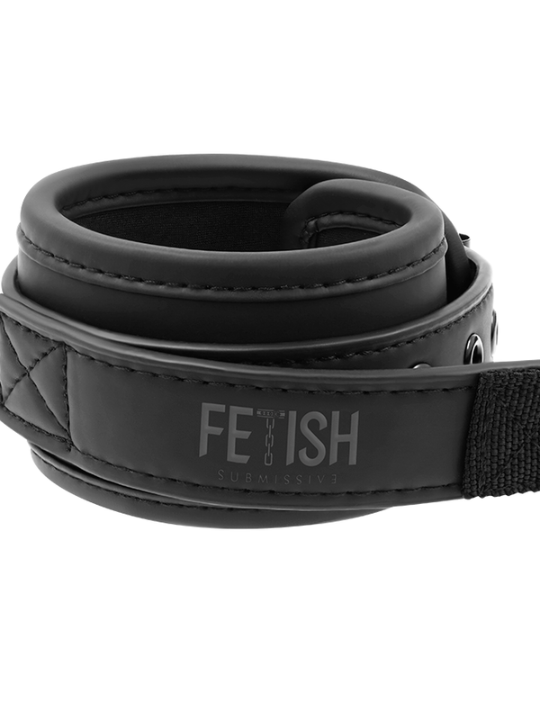 Fetish Submissive PU Leather Hand Cuffs with Puller