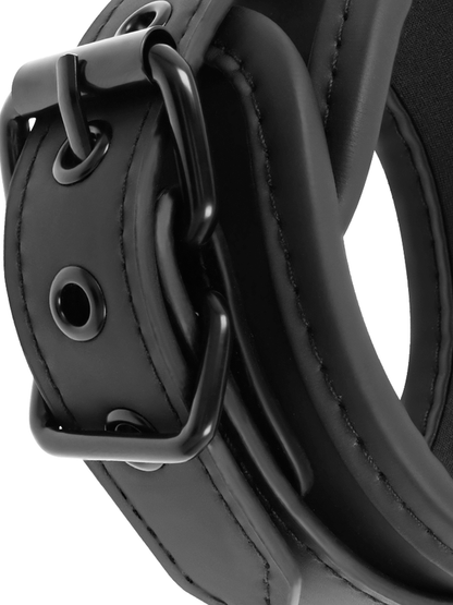Fetish Submissive PU Leather Hand Cuffs with Puller
