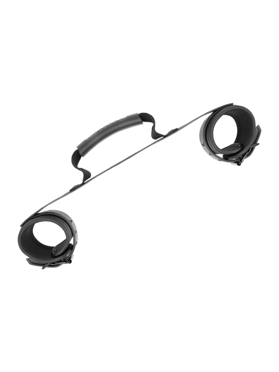 Fetish Submissive PU Leather Hand Cuffs with Puller