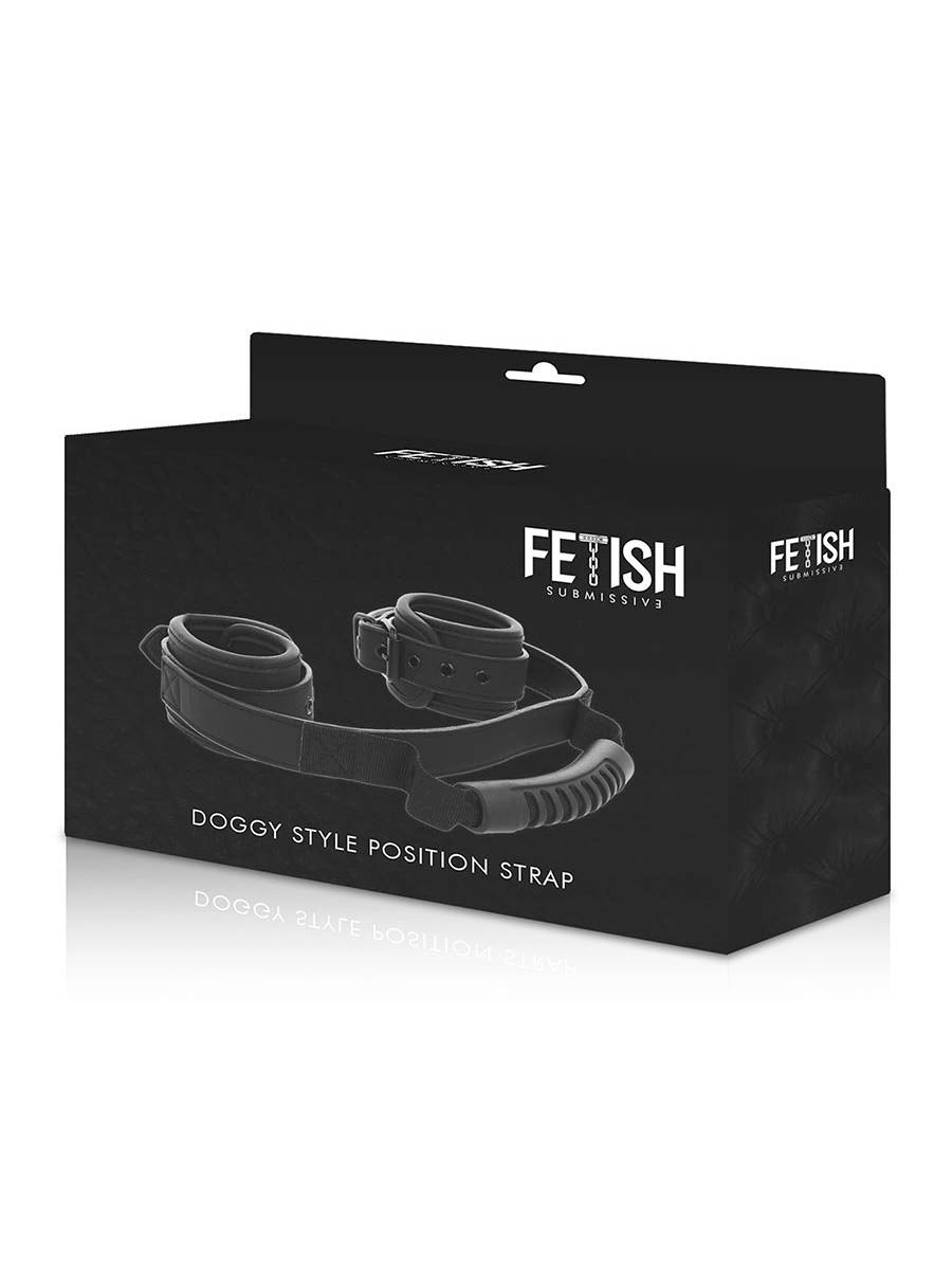 Fetish Submissive PU Leather Hand Cuffs with Puller