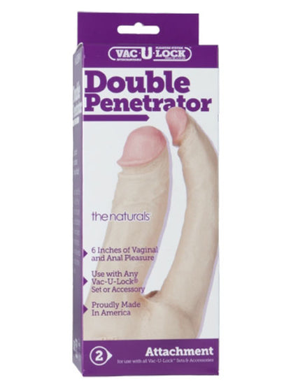 Doc Johnson - Vac-U-Lock Double Penetrator The Naturals Flesh - 6.25 inch / 15.9 cm