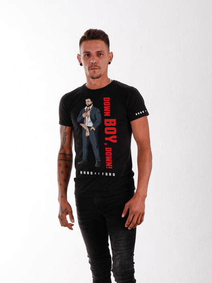 DOWN BOY DOWN Camiseta negra con detalle de dibujos animados Master