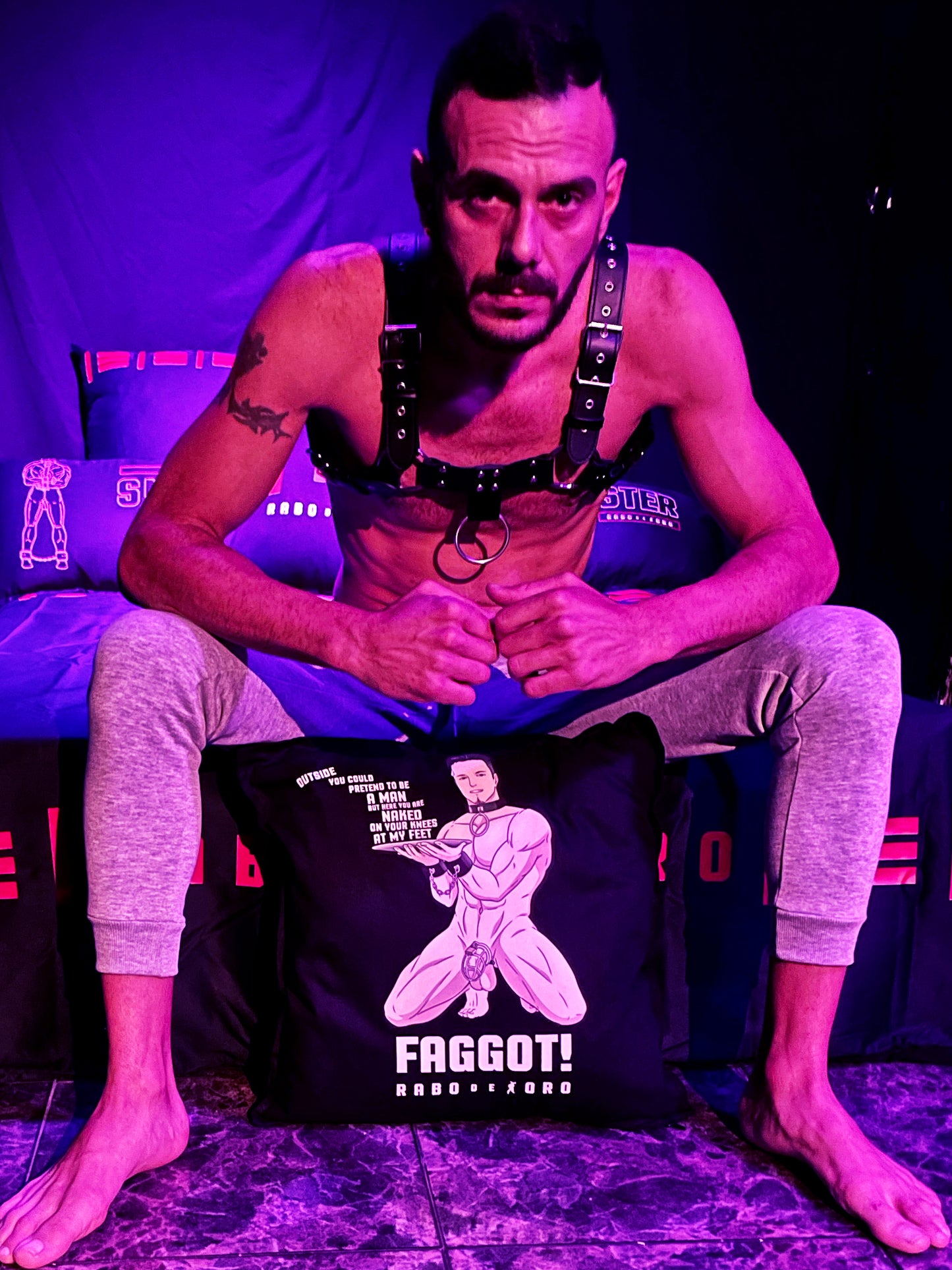 FAGOT Gay Men's BDSM Fetish Black Cojín Funda
