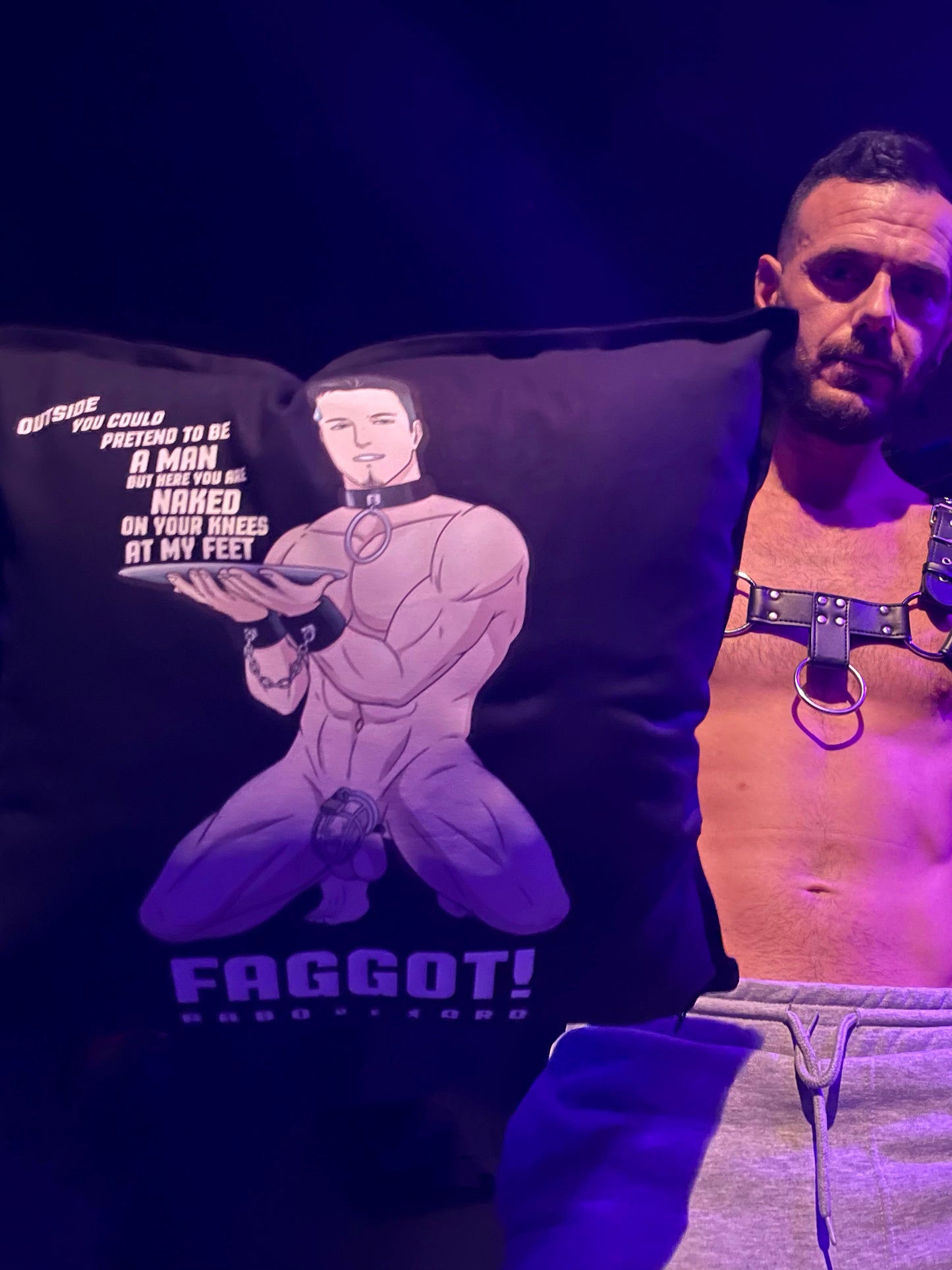 FAGOT Gay Men's BDSM Fetish Black Cojín Funda