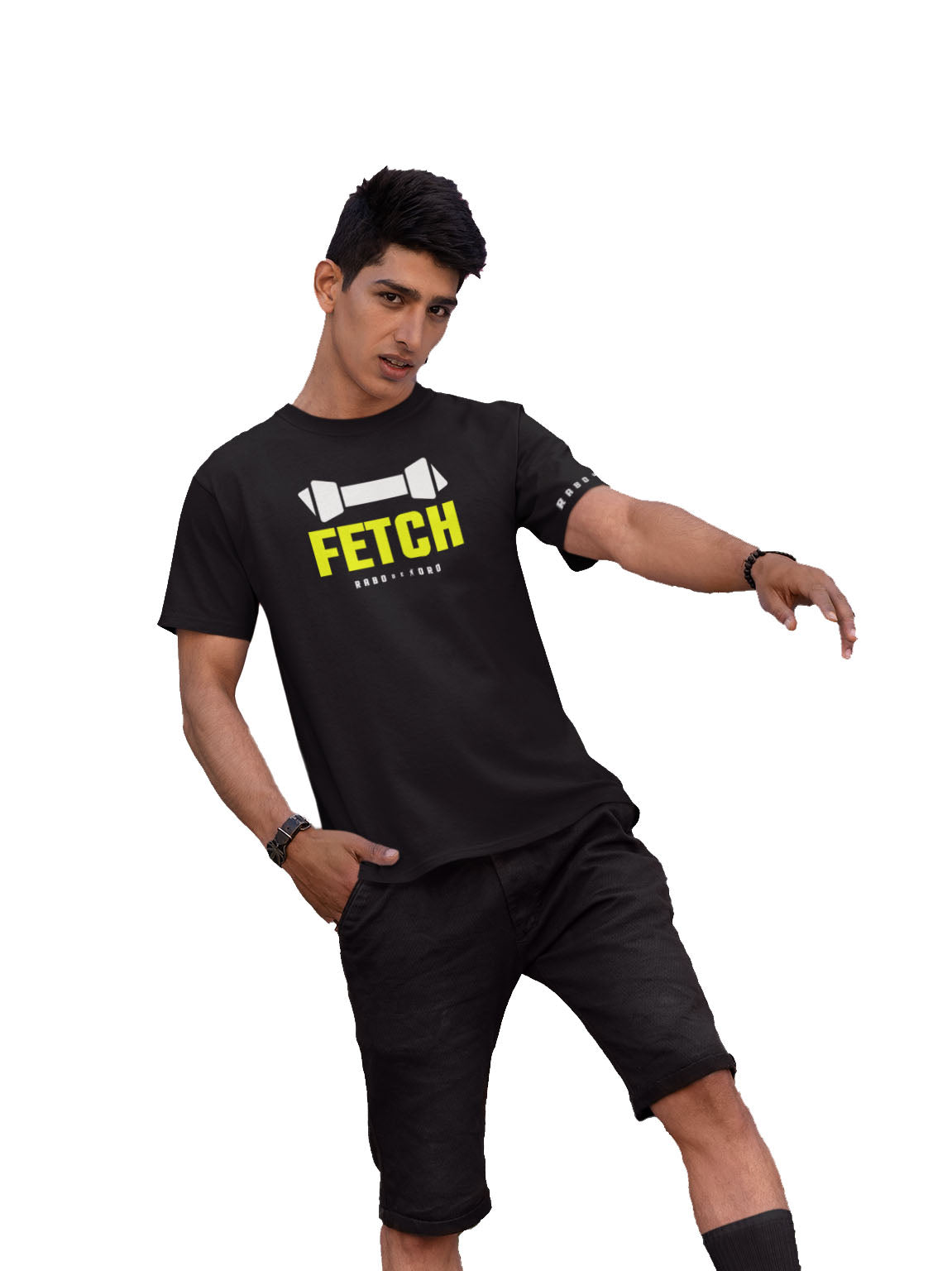 FETCH Black T-Shirt with Pup Play BONE detail