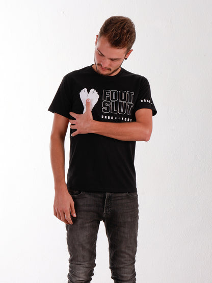 FOOT SLUT Schwarzes T-Shirt mit Fuß-Design