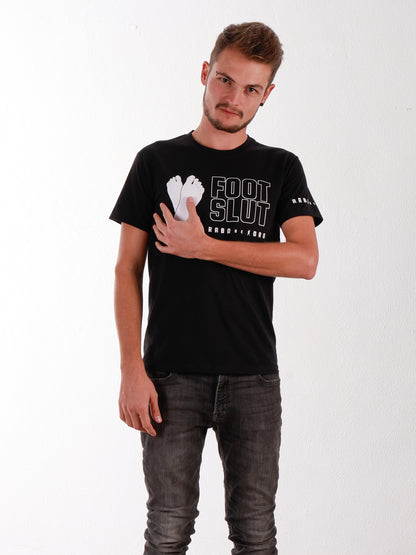 FOOT SLUT Schwarzes T-Shirt mit Fuß-Design