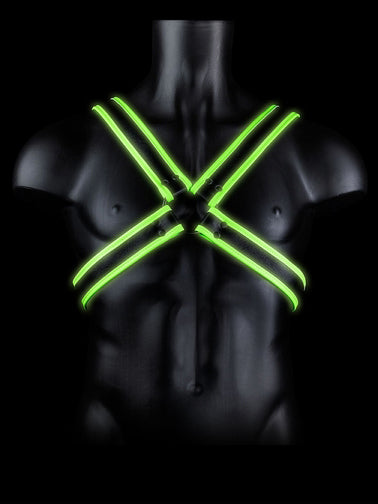 Ouch - Cross Harness Glow in the Dark - Neon Green/Black