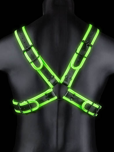 Ouch - Cross Harness Glow in the Dark - Neon Green/Black