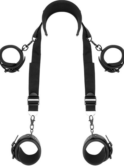 Fetish Submissive Neck to Leg Set with 4 Cuffs