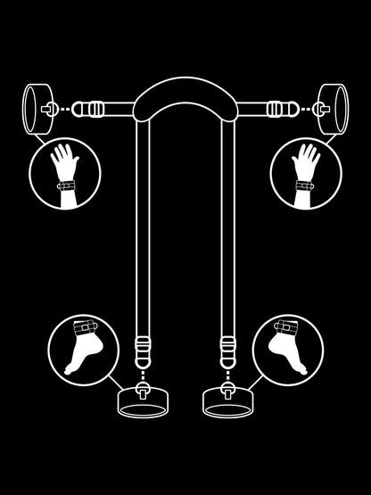 Fetish Submissive Neck to Leg Set with 4 Cuffs