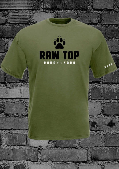 RAW TOP Olive T-Shirt with Wolf Paw detail