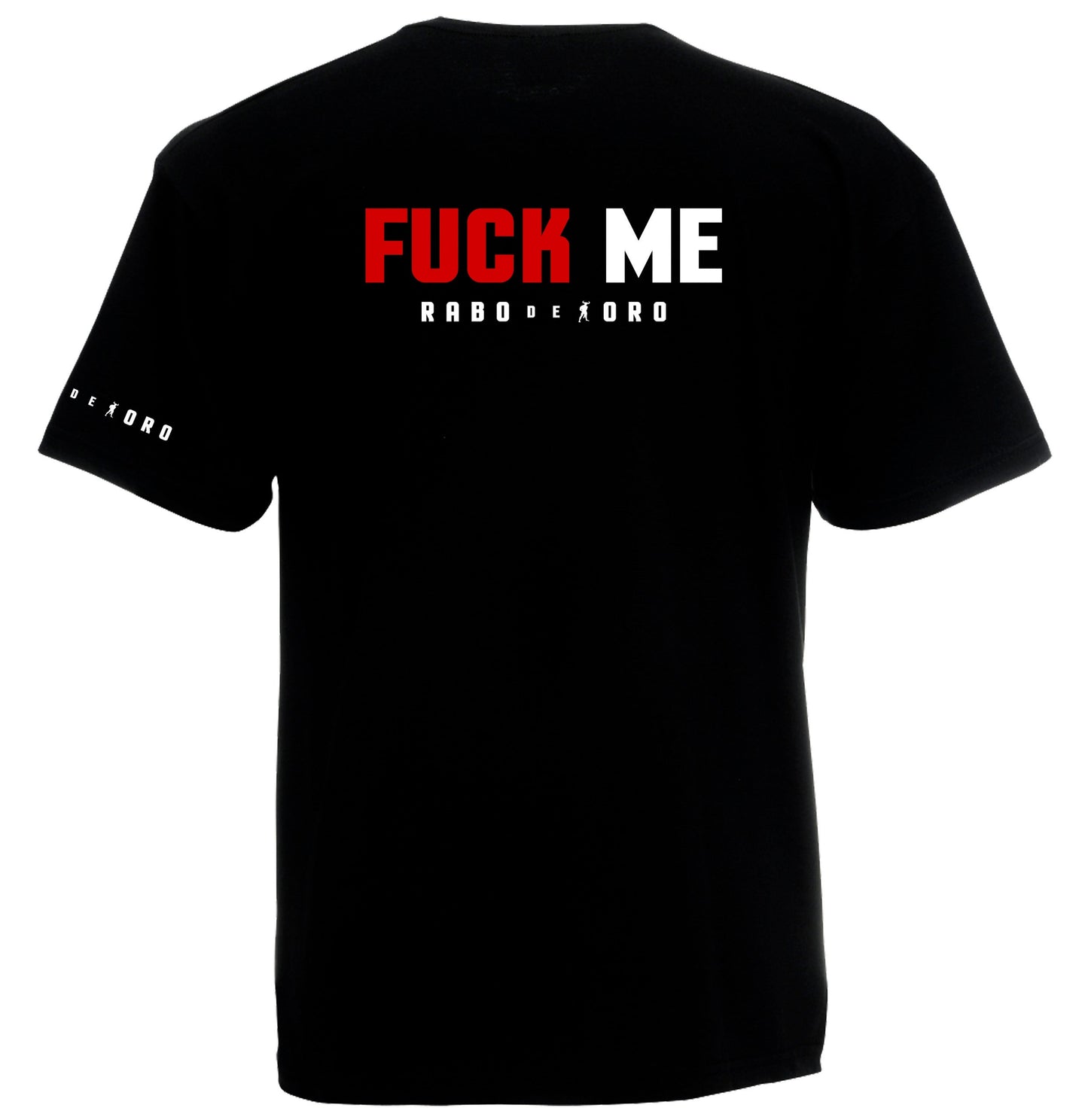 FUCK YOU/ME camiseta negra de doble cara con detalles en blanco y rojo