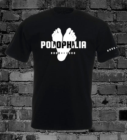 PODOPHILIA Black T-Shirt with Feet design