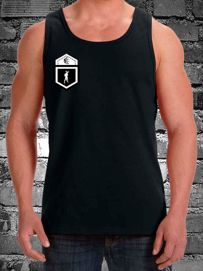 HANKY CODES Right / Gay Fetish Black Tank Top with Fake Pocket design on RIGHT side