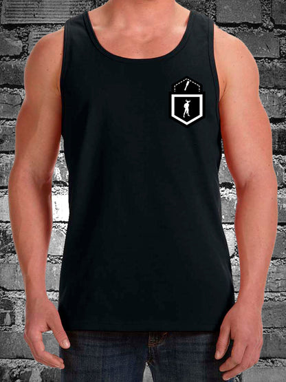 HANKY CODES Left / Gay Fetish Black Tank Top with Fake Pocket design on LEFT side