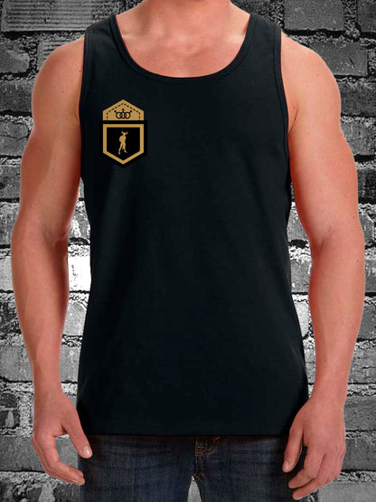HANKY CODES Right / Gay Fetish Black Tank Top with Fake Pocket design on RIGHT side