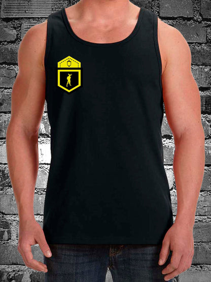 HANKY CODES Right / Gay Fetish Black Tank Top with Fake Pocket design on RIGHT side
