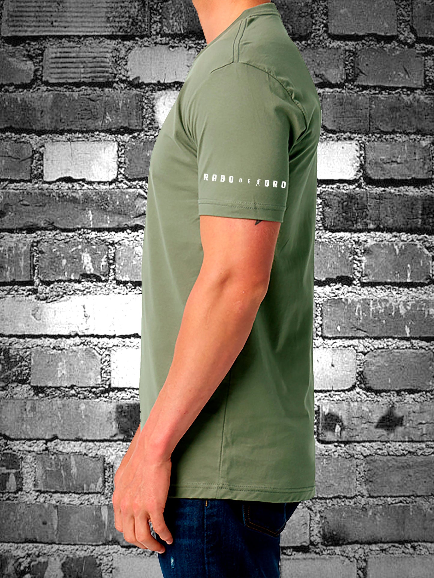 ARMY FETISH Olive T-Shirt with Black Military Cap detail