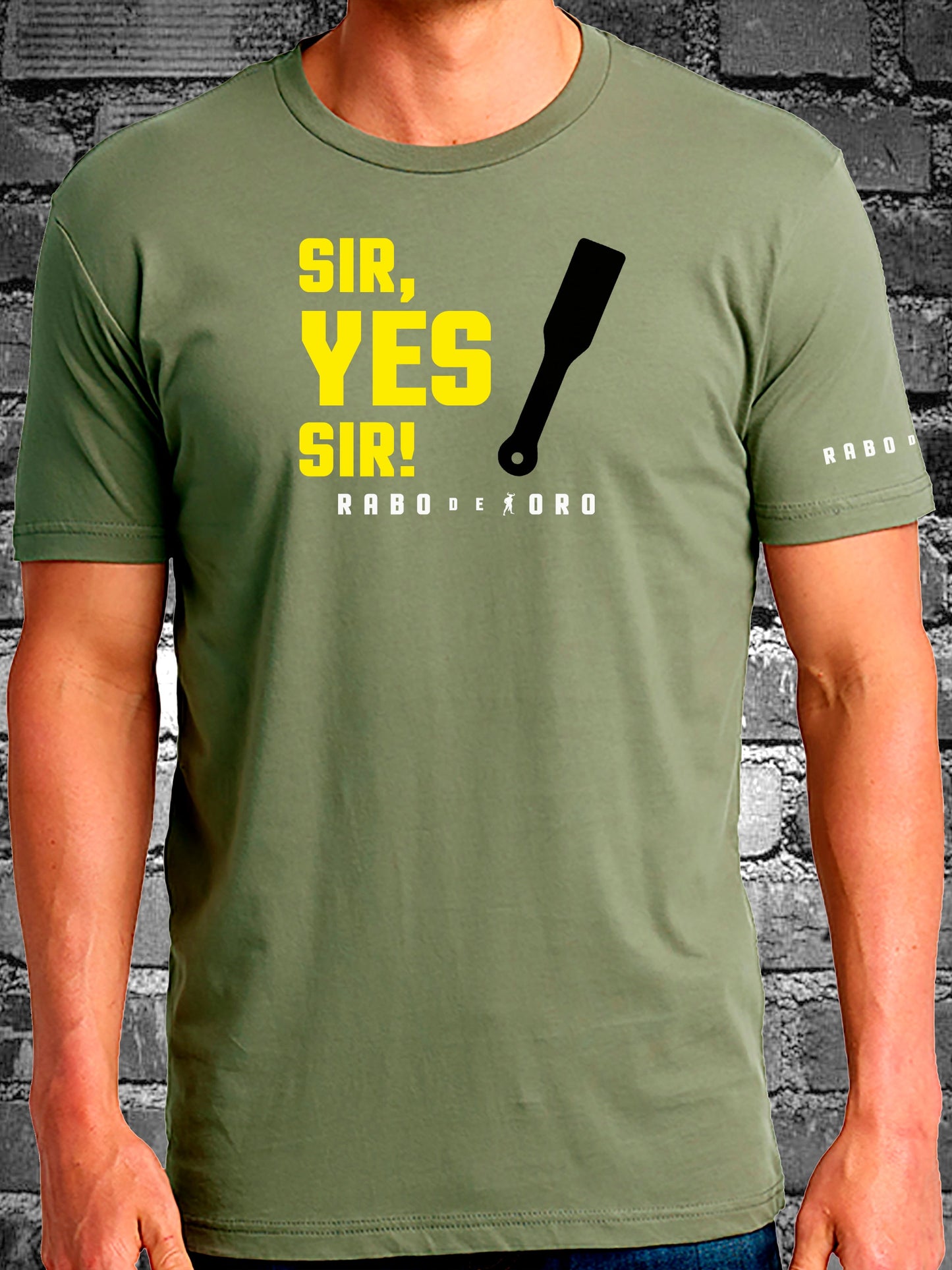 RaboDeToro - SIR, YES SIR! Camiseta verde oliva con detalle de paleta de azotes