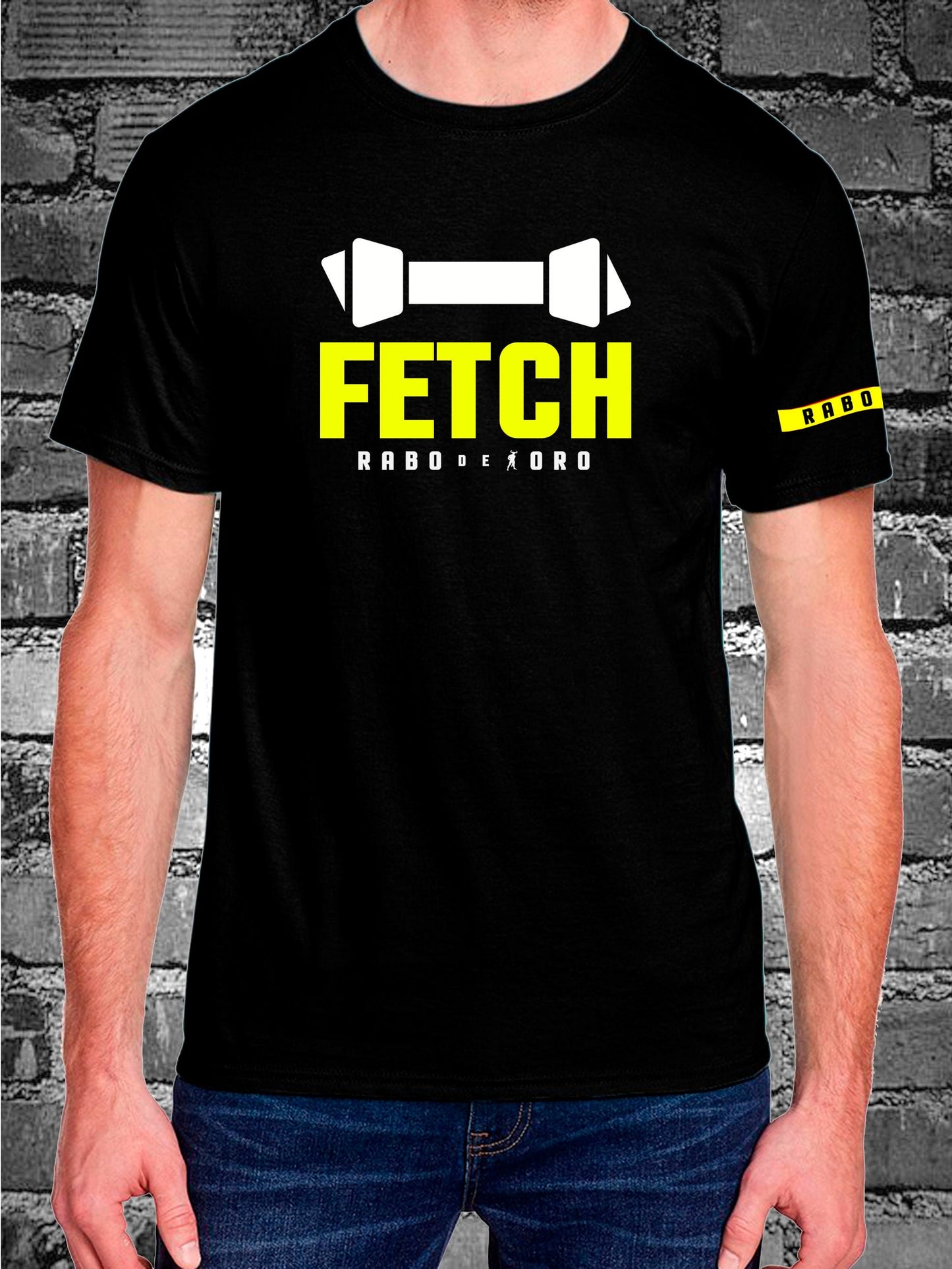 FETCH Black T-Shirt with Pup Play BONE detail