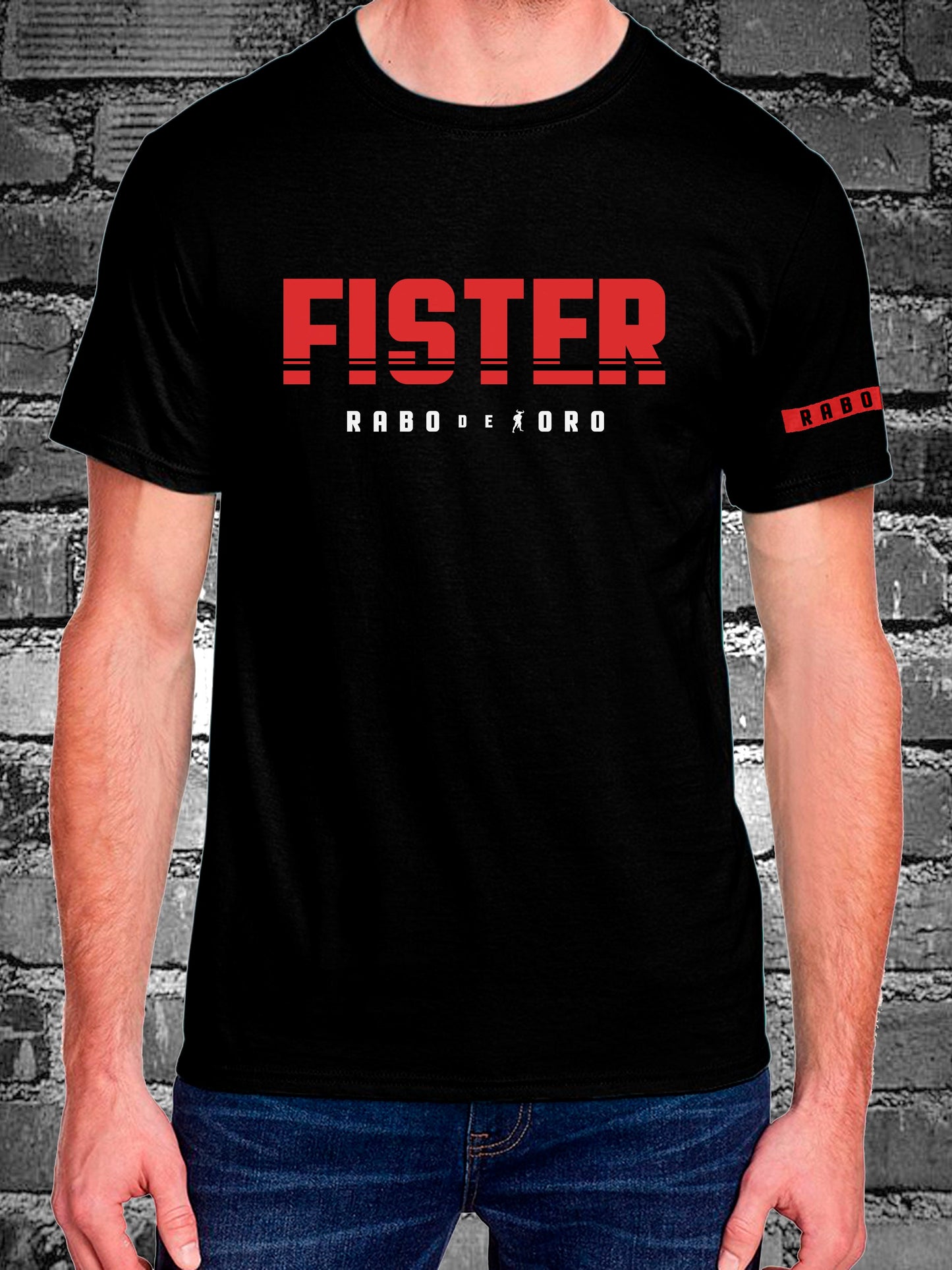Camiseta FISTER Negra con detalles ROJOS