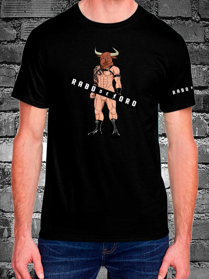 MINOTAUR Black T-Shirt with logo Censored details
