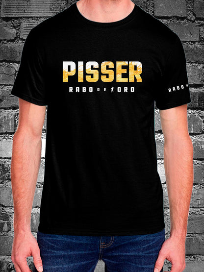 PISSER Black T-Shirt with Yellow Watersports detail