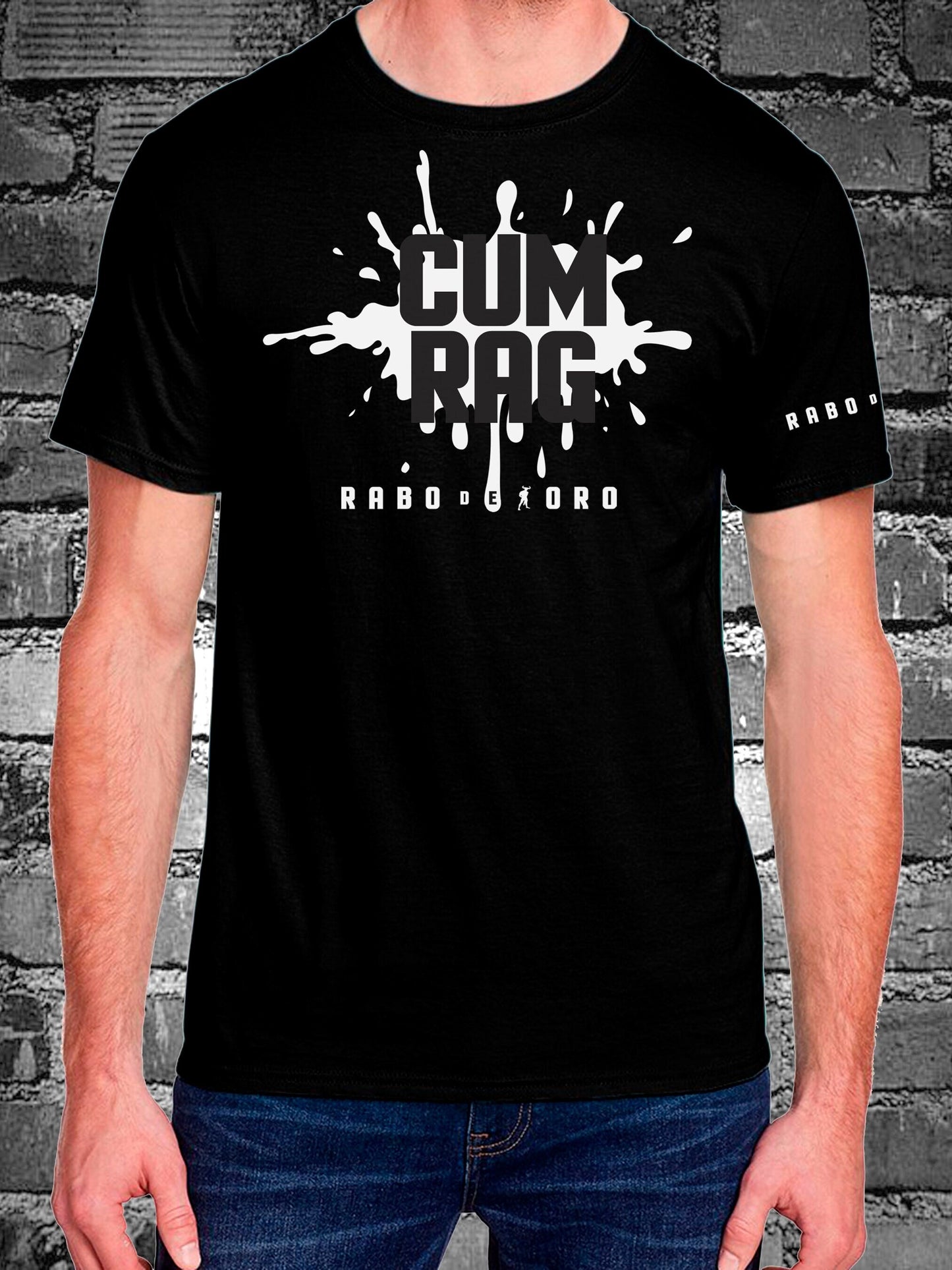 RaboDeToro - CUM RAG Black T-Shirt with White Spot details