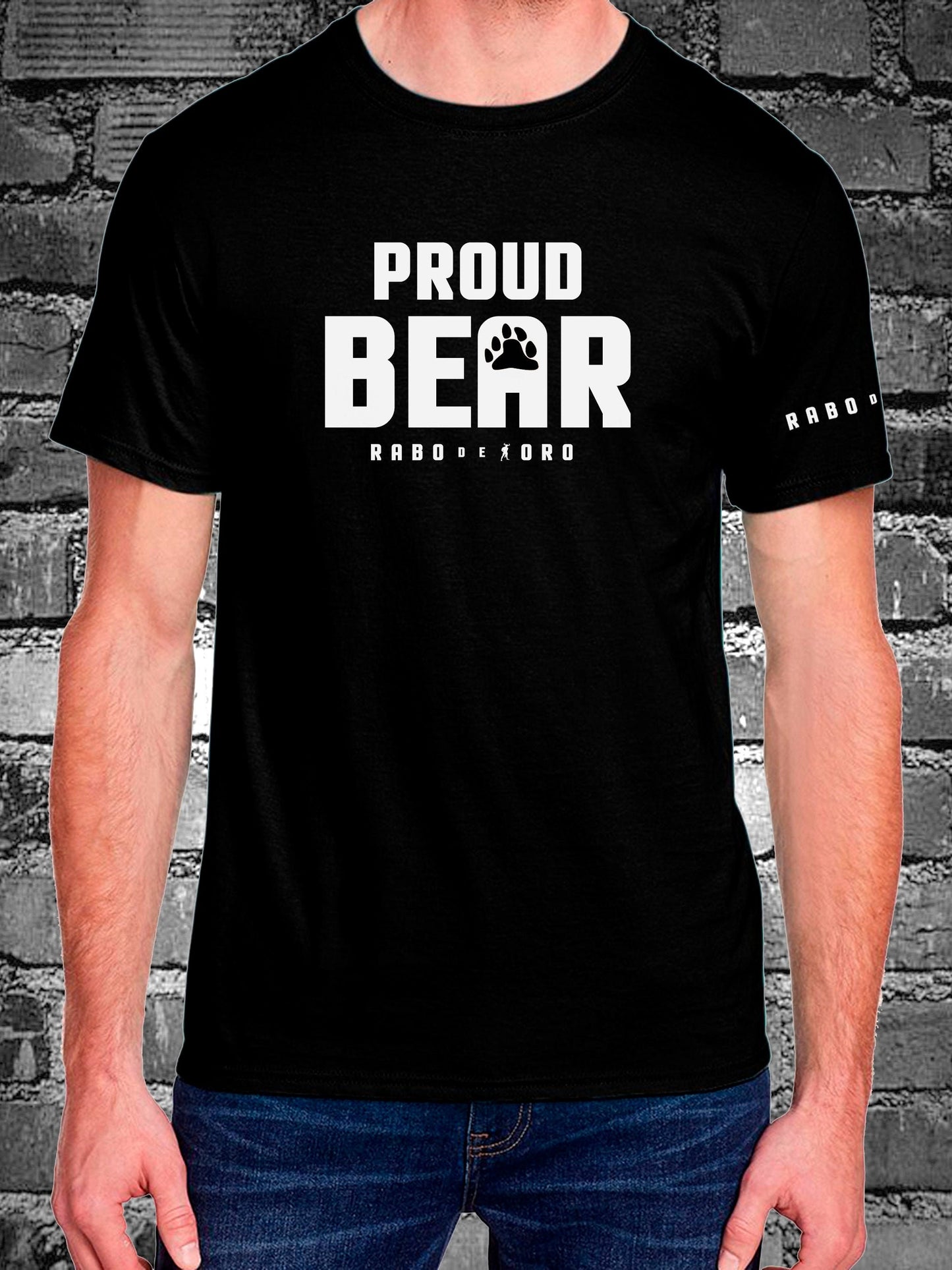 PROUD BEAR Black T-Shirt with Bear Paw detail