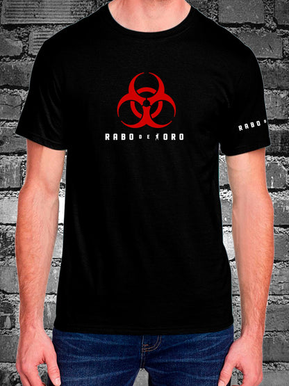 BDSM Black T-Shirt with Red Biohazard Symbol